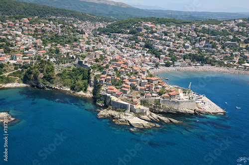Aerial view of the old town Ulcinj, Montenegro.