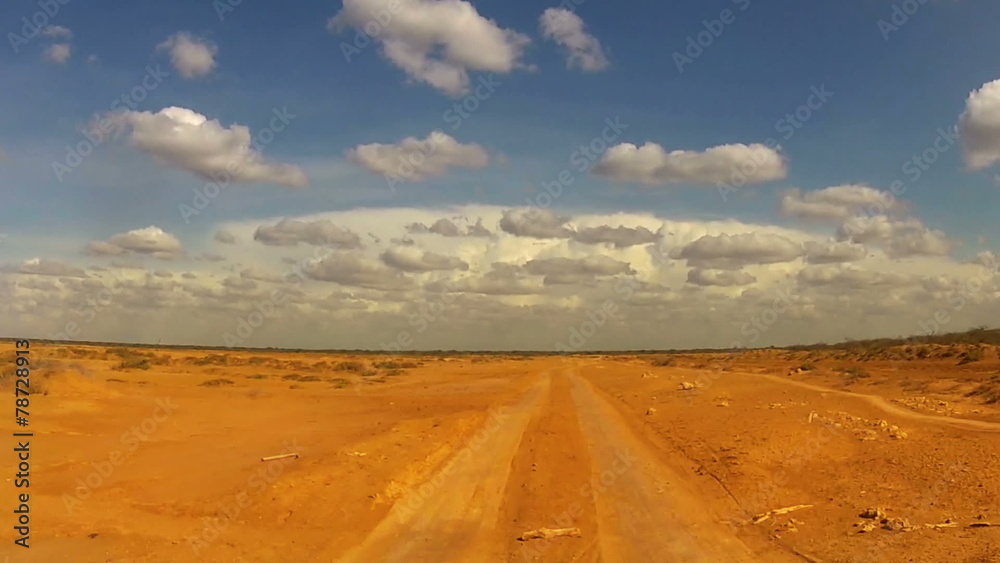 Desert Car Trip seen from the car in Colombia desert, La guajira Desert Car Trip seen from the car in Colombia desert, La guajira