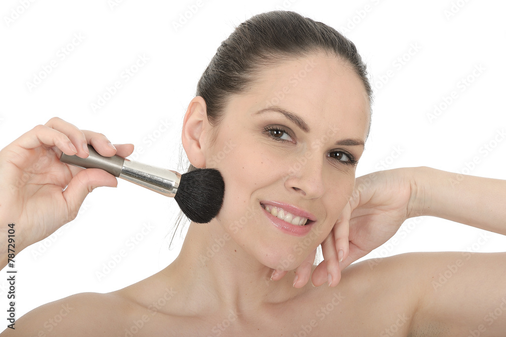 Attractice Young Woman Applying Face Powder Attractice Young Woman Applying Face Powder