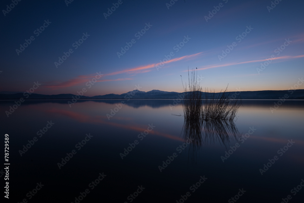 Sunset at Pamvotida Lake
