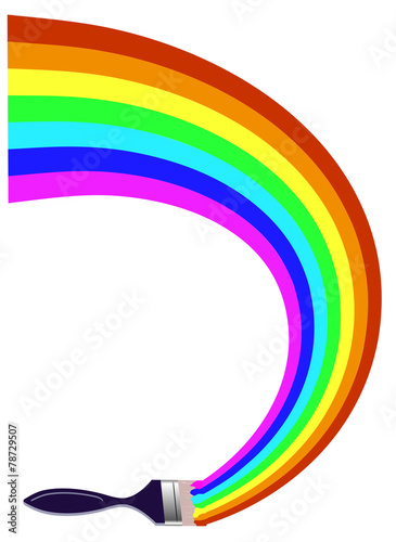 paintbrush drawing a rainbow