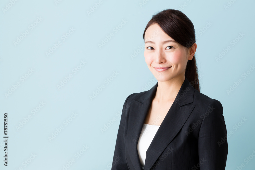 asian businesswoman on blue background asian businesswoman on blue background