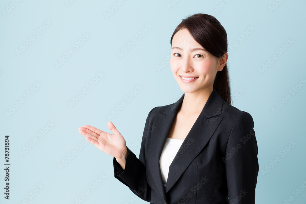 asian businesswoman on blue background asian businesswoman on blue background