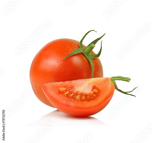 Tomato. Whole and a half isolated on white