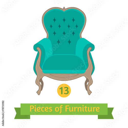 furniture, antique chair baroque, flat design