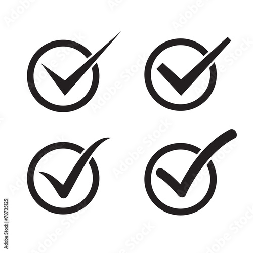 Set of check mark, check box icons