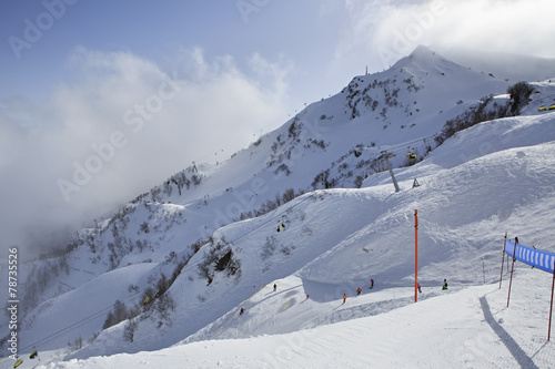 Mountain skitrack on the slope of Caucasus Mountains. © Julia Mashkova