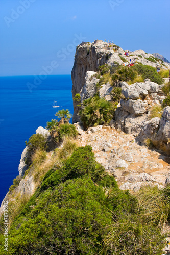 Tourists on Cap Formentor, Mallorca, Balearic island, Spain