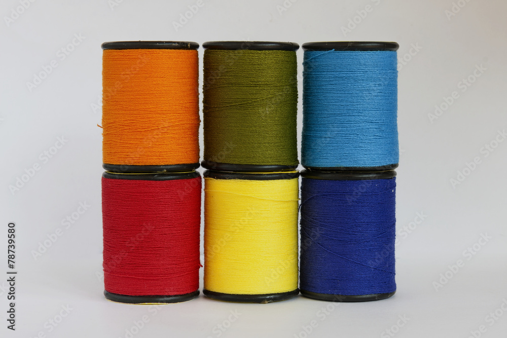 Colorful thread in spool group Colorful thread in spool group