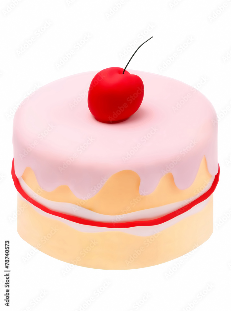 Birthday mini cake with cherry isolated on white background Birthday mini cake with cherry isolated on white background