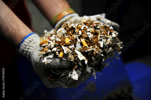 Canvas Print Destroyed counterfeited cigarettes