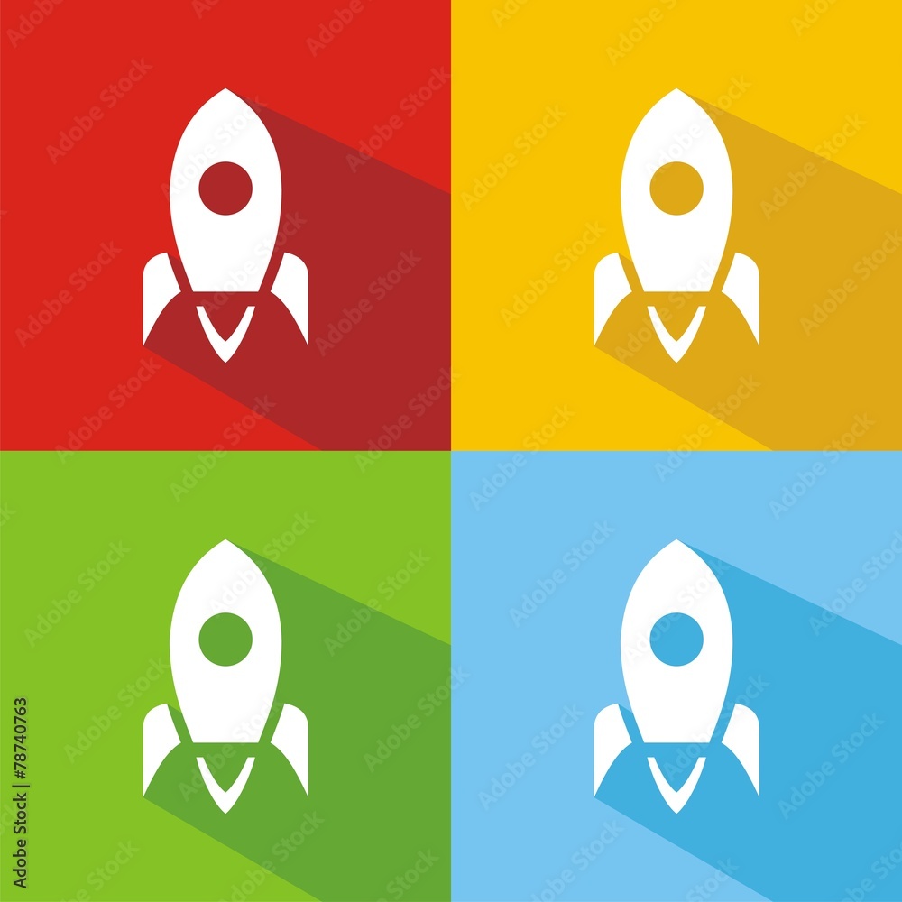 Iconos nave espacial colores sombra