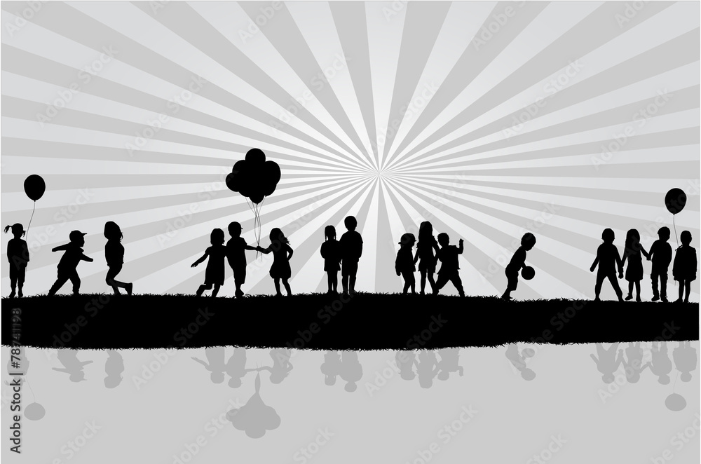 children silhouettes children silhouettes