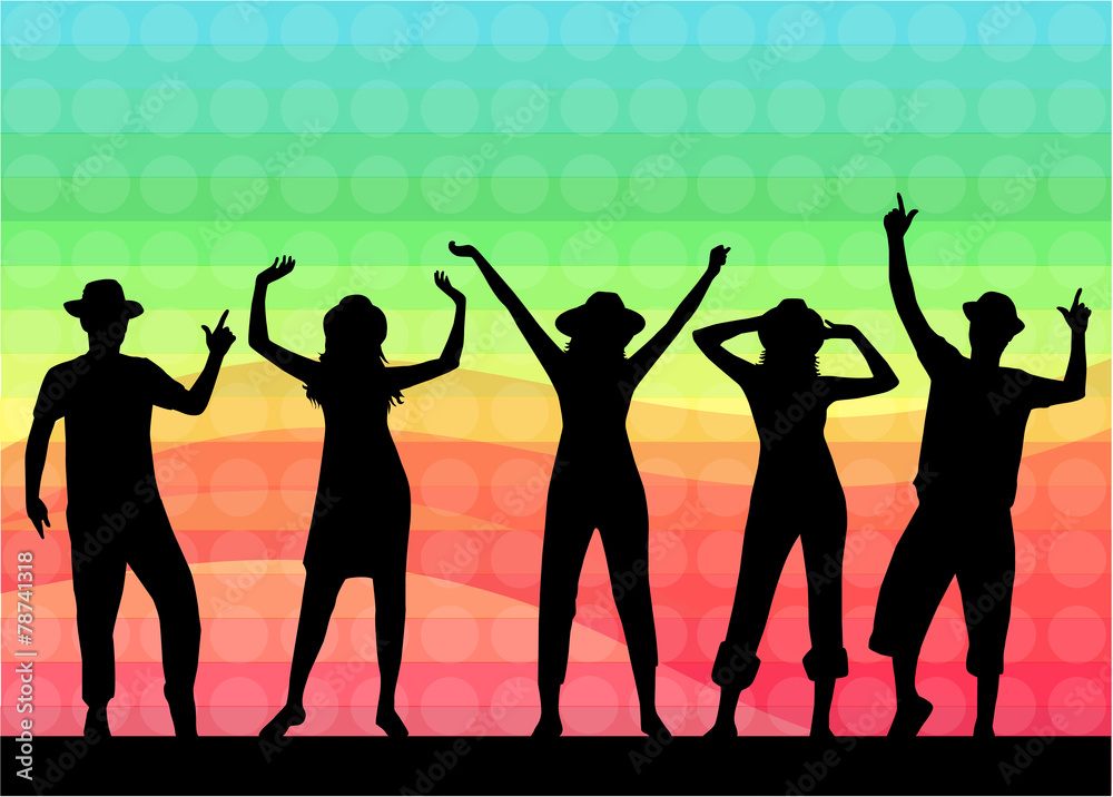 Dancing people silhouettes