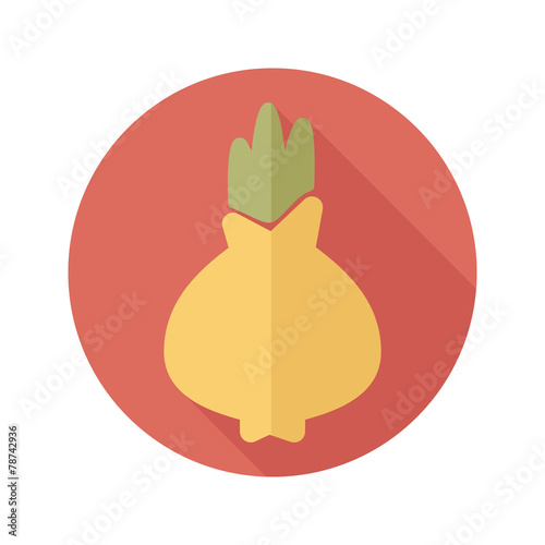 Onion flat icon with long shadow
