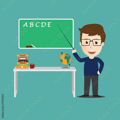 Vector of Character  teacher cartoon education concept.
