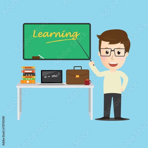 Vector of Character  teacher cartoon education concept.