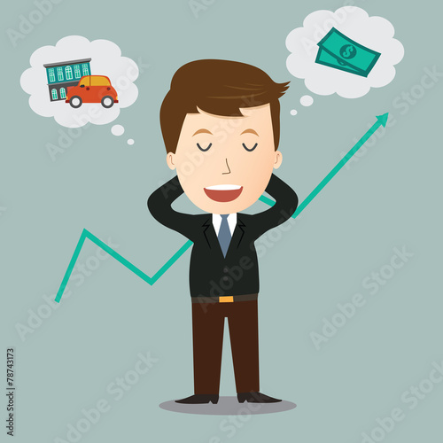 Businessman dreaming about money.concept