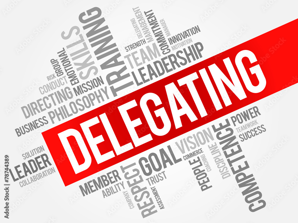 DELEGATING word cloud, business concept