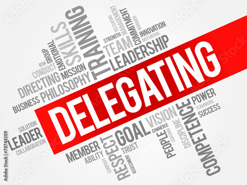 DELEGATING word cloud, business concept