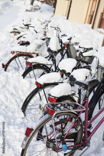 Bicycles at wintertime