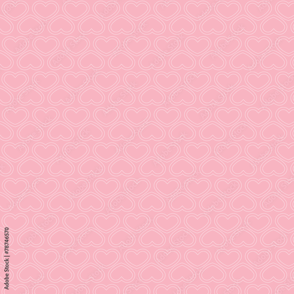 Pattern from Hearts with Thin Contour, vector