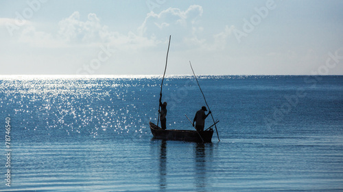Принти на полотні Africa, Kenya, fishermen, morning, ocean, fishermen in a boat