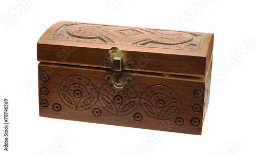 small wooden box on white background