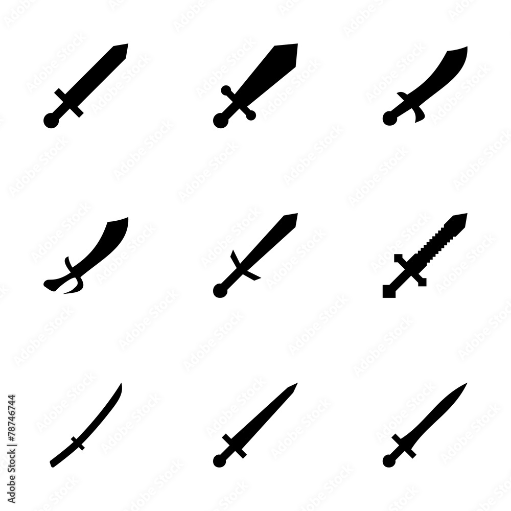 Vector sword icon set Vector sword icon set