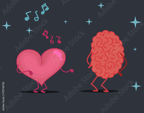 Brain & heart characters dancing