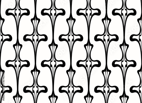 Thin Elegant Forged Black Garland Seamless Pattern with Wavy