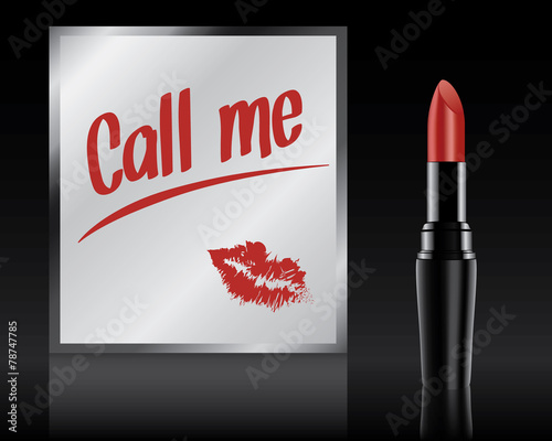 Call me written on mirror by lipstick, vector
