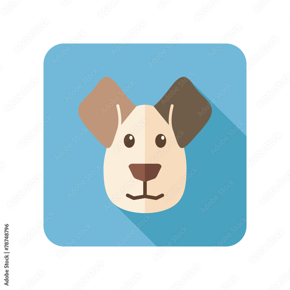 Dog flat icon with long shadow Dog flat icon with long shadow