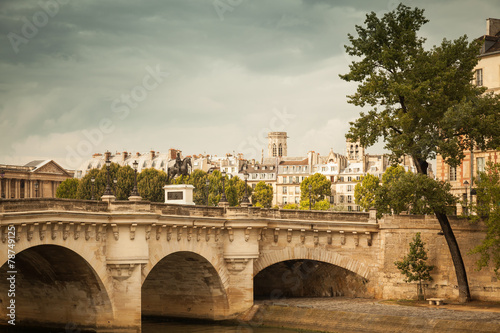 Pont Neuf in Paris. Vintage toned photo