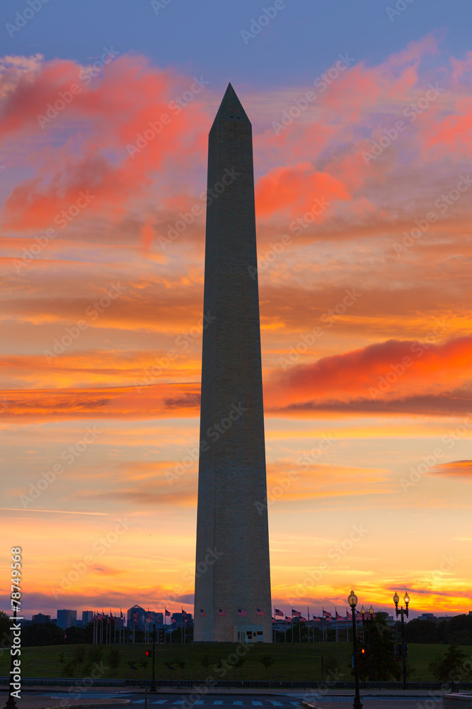 Washington Monument sunset in DC USA