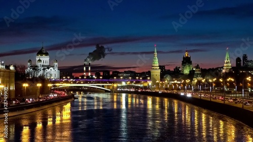 Moscow Kremlin and Cathedral nighr view photo