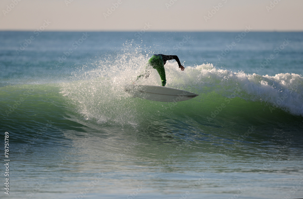 Fototapeta premium Surfer in Grüner Welle