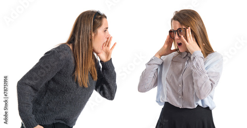 Girl shouting at her sister