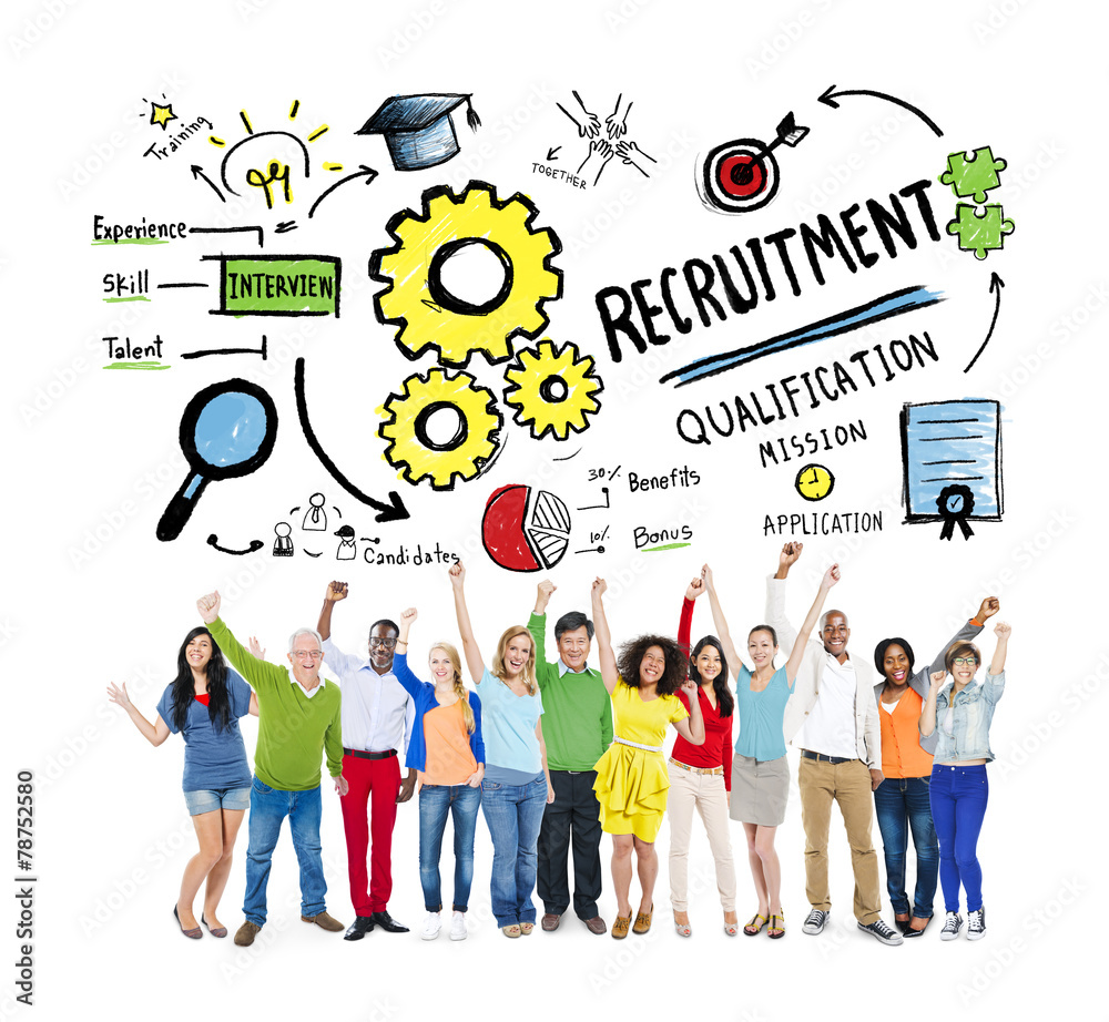 Obraz premium Ethnicity Peolple Recruitment Goal Cheerful Celebration Concept