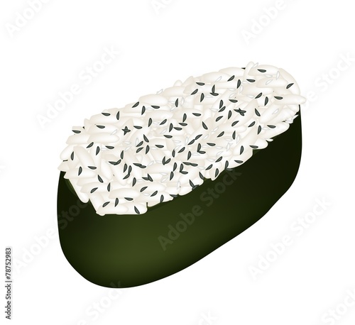 Japanese Sesame Maki Sushi on White Background