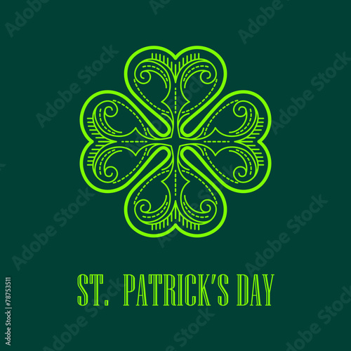 Vector Linear monogram Saint Patricks Day.