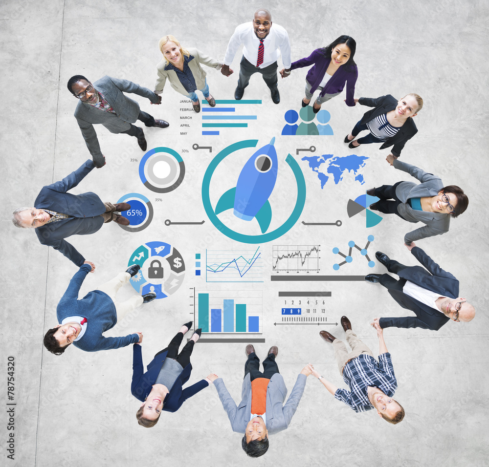 New Business Chart Innovation Teamwork Global Business Concept