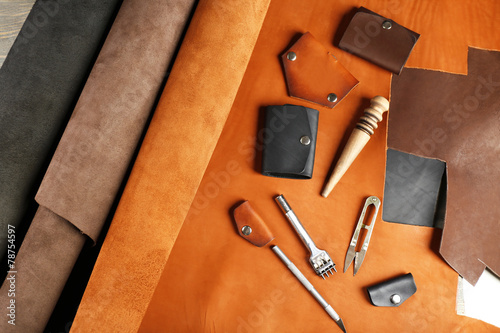 Hand made leather man accessories and tools