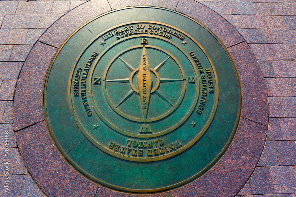 compass symbolic on washington DC ground
