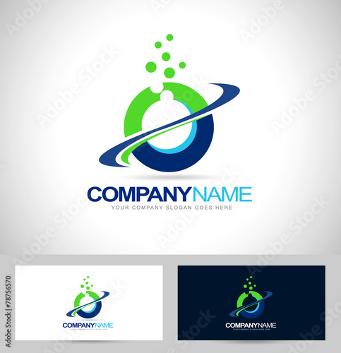 Circle Logo Design with Swash and blue green colors