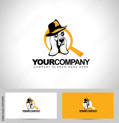 Detective dog logo. Vector icon of a detective dog