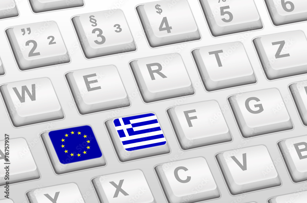 Tastatur Griechenland und EU - obrazy, fototapety, plakaty 