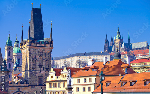 Prague, château et cathédrale vus du pont Charles