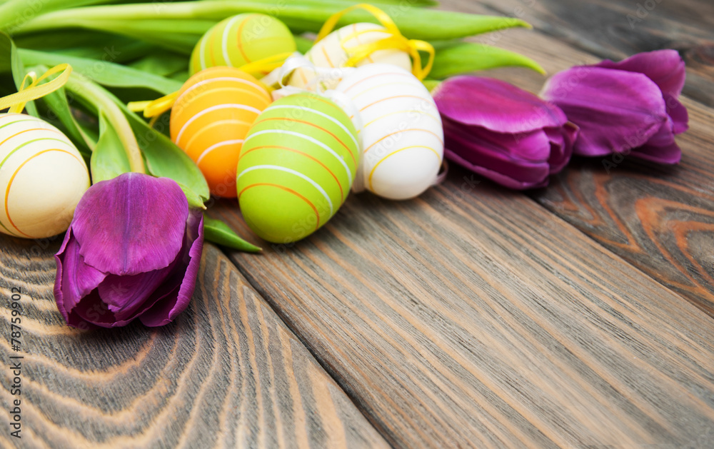 Tulips and easter eggs