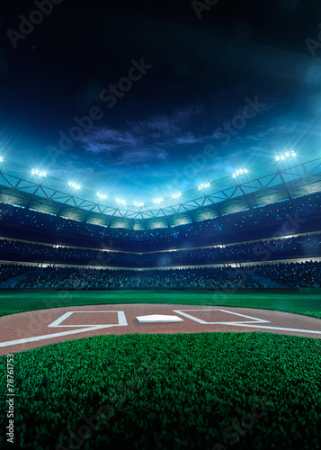 Professional baseball grand arena in night